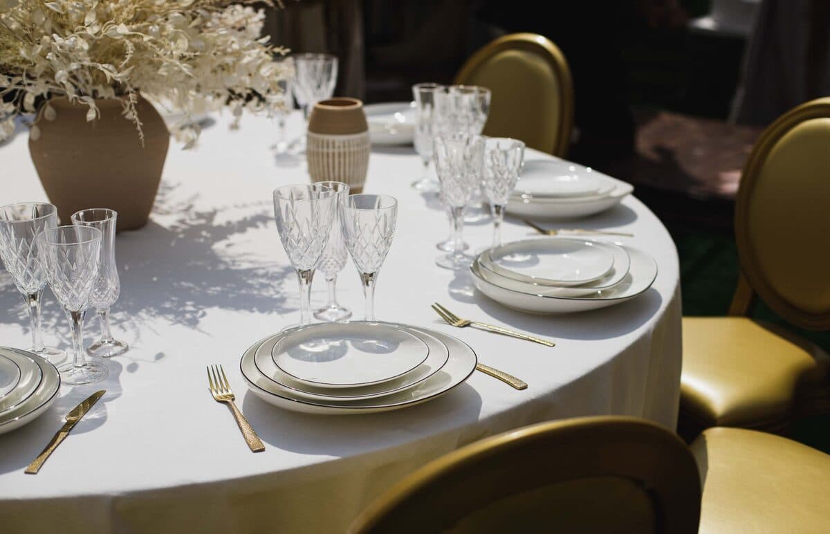 Crystal and tableware still life