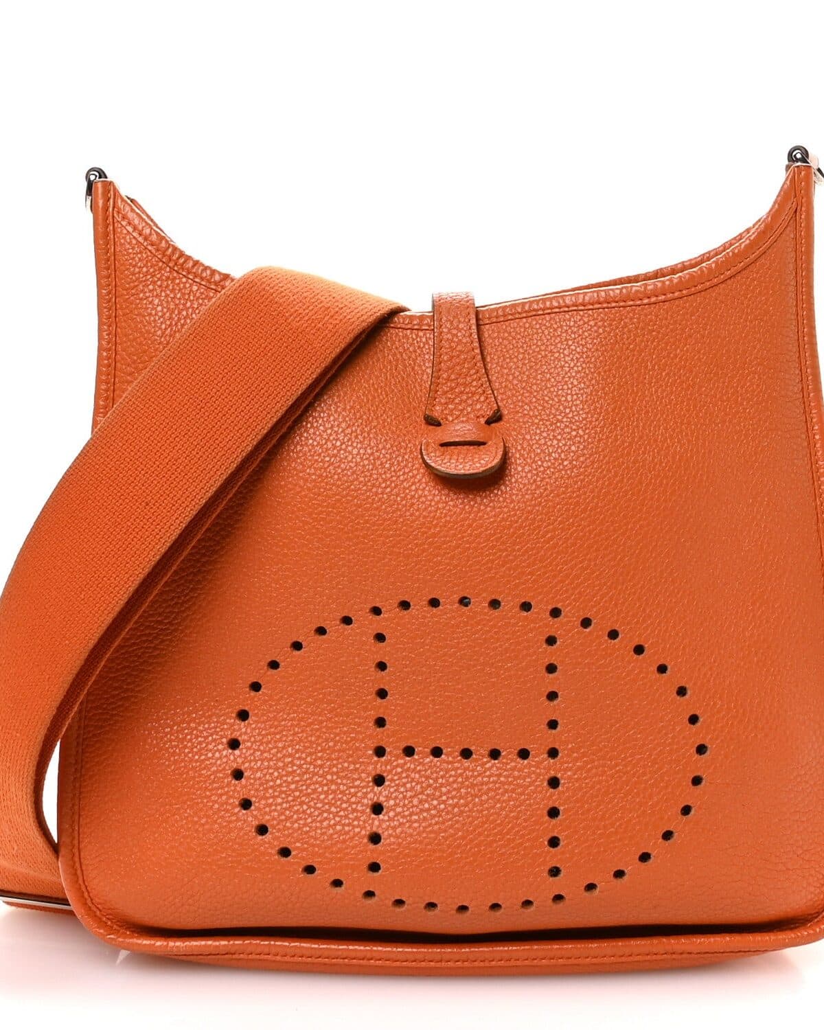Smooth calfskin saddle bag photographed on a neutral ground