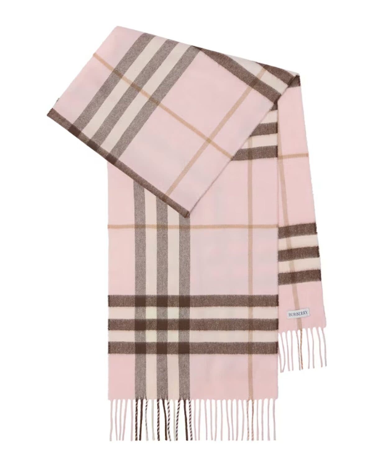 Checked cashmere scarf photographed on a neutral ground