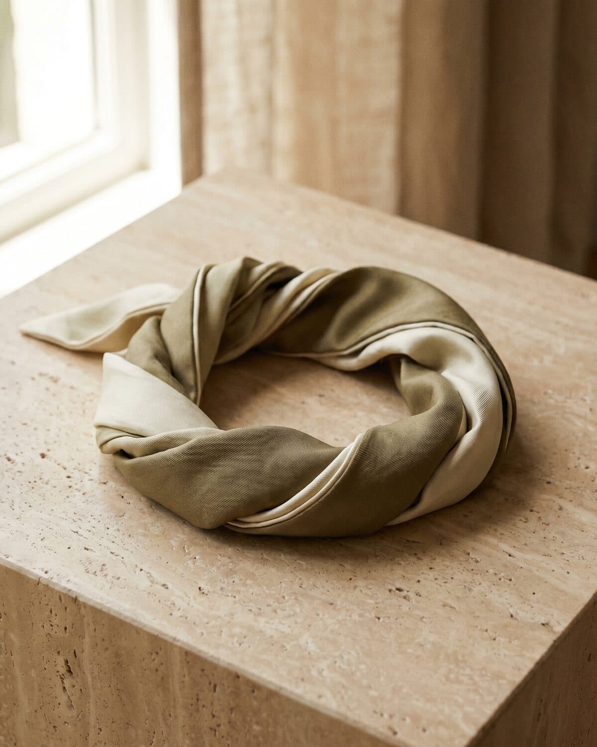 Silk scarf draped so its pattern shows