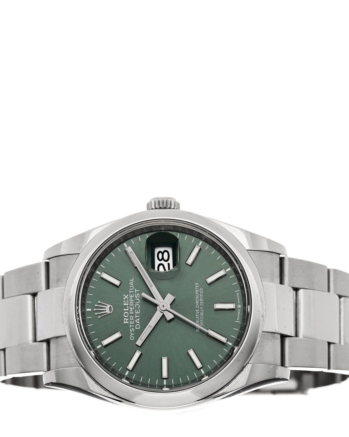 Rectangular dress watch, leather strap photographed on a neutral ground